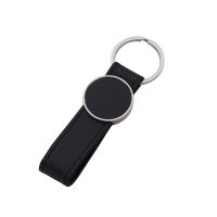 Laser Engraving Blank Leather Metal Keychain-round