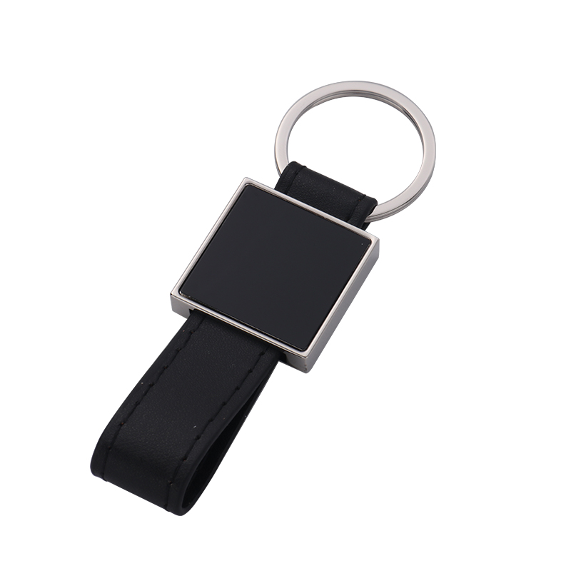 Laser Engraving Blank Leather Metal Keychain-square