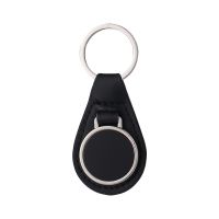 Laser Engraving Leather Metal Keychain with Black Aluminum Insert-oval shape