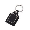 Laser Engraving Black Leather Metal Keychain with Black Aluminum Insert-PLS013