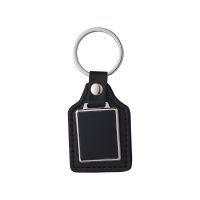 Laser Engraving Black Leather Metal Keychain with Black Aluminum Insert-PLS013