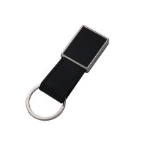 Laser Engraving Leather Metal Keychain with Black Aluminum Insert-PLS014