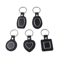 Laser Engraving Leather Metal Keychain with Black Aluminum Insert-PLS017