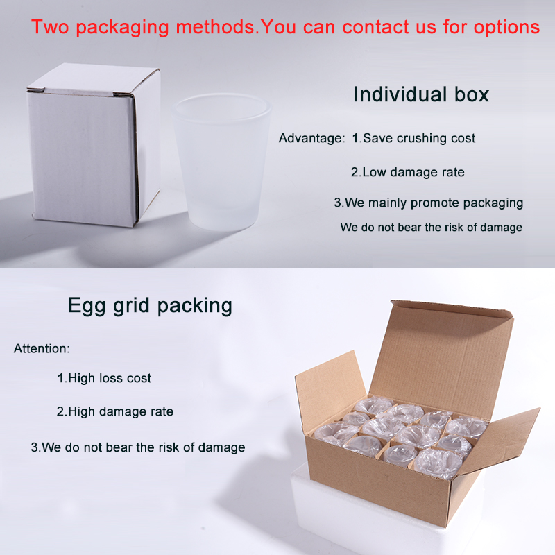 Sublimation 1.5oz frosted shot glass  (packed in a single box)