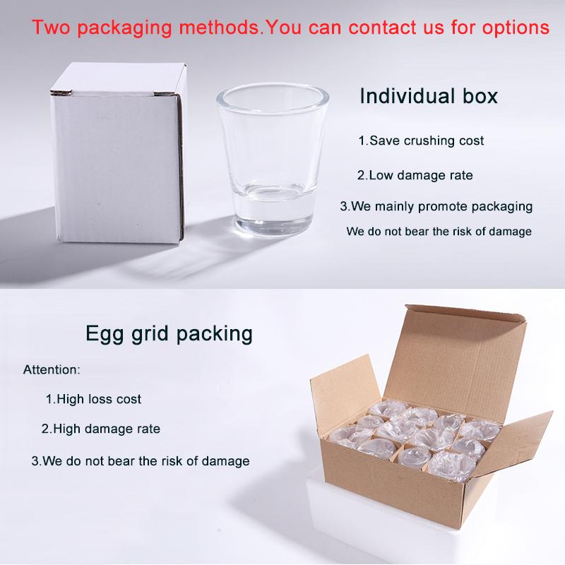 Sublimation 1.5oz clear shot glass(Egg grid packing)