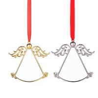 Sublimation Blank Metal Angel Wing Christmas Ornaments (silver)