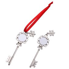 Sublimation Blank Metal Santa Key Christmas Ornaments with Snowflake