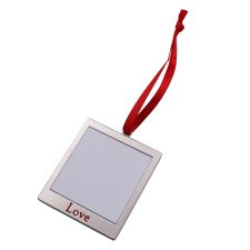 Sublimation Blank Metal Square Shape Christmas Ornaments-LOVE