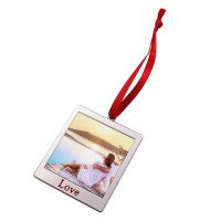 Sublimation Blank Metal Square Shape Christmas Ornaments-LOVE