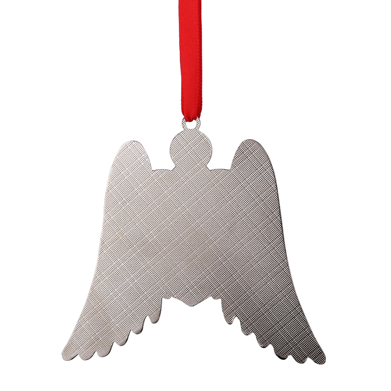 Sublimation Blank Metal Angel Wings Heart Christmas Ornaments (black)