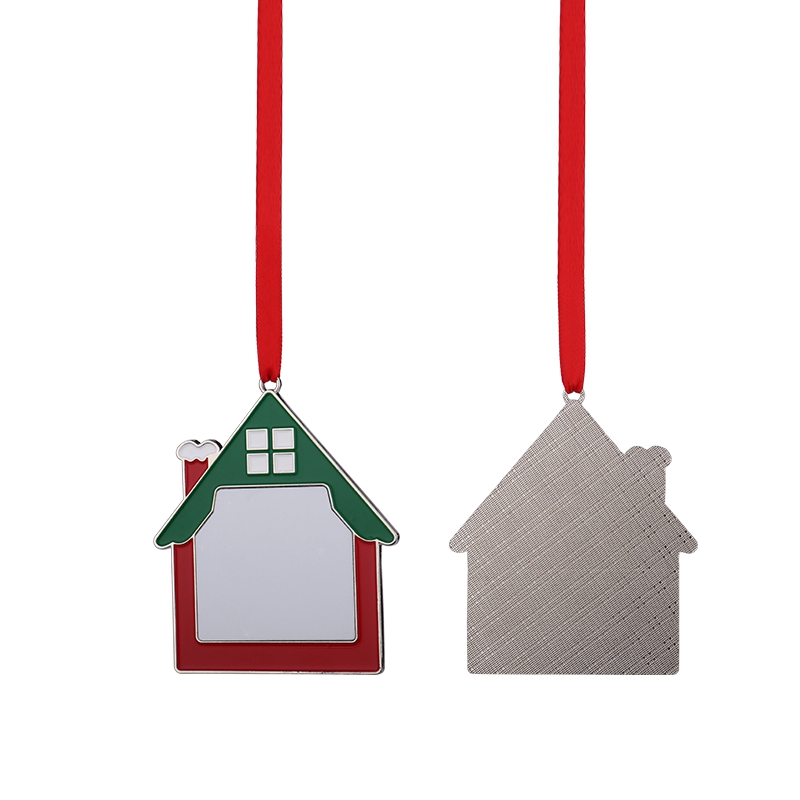 Sublimation Blank Metal House Shape Christmas Ornaments