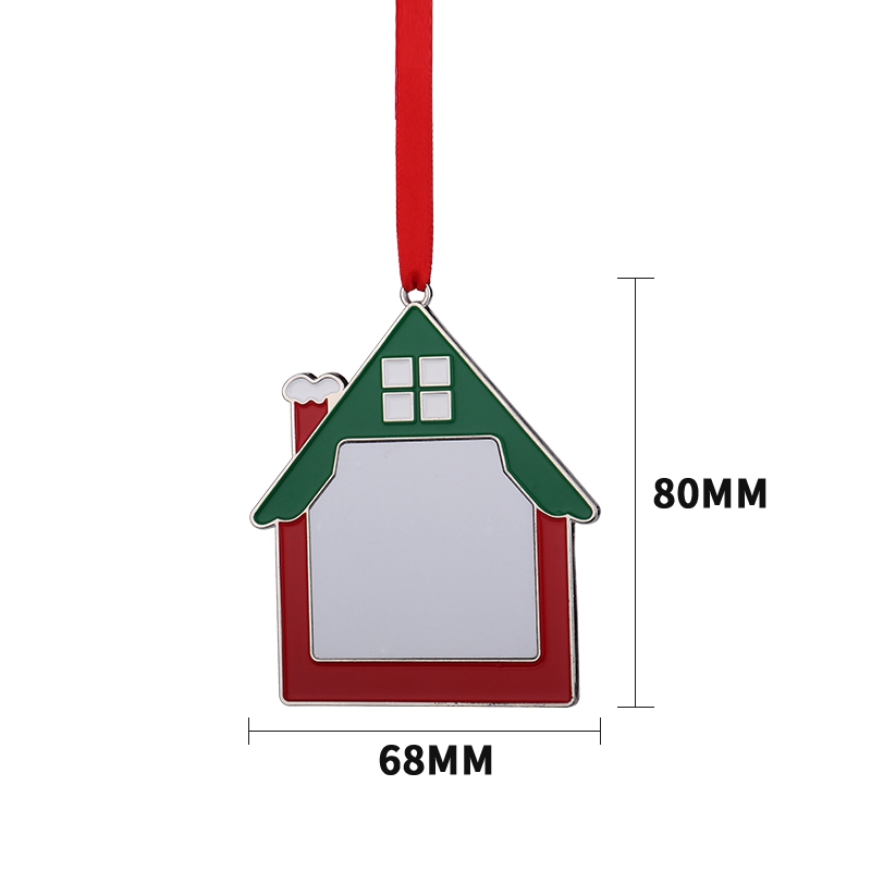 Sublimation Blank Metal House Shape Christmas Ornaments