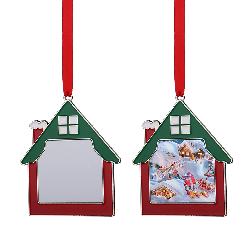 Sublimation Blank Metal House Shape Christmas Ornaments