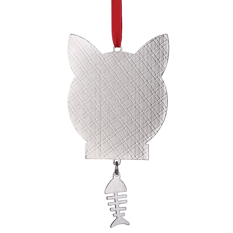 Sublimation Blank Metal Cat Shape Christmas Ornaments