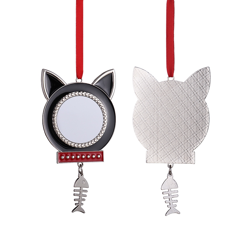 Sublimation Blank Metal Cat Shape Christmas Ornaments