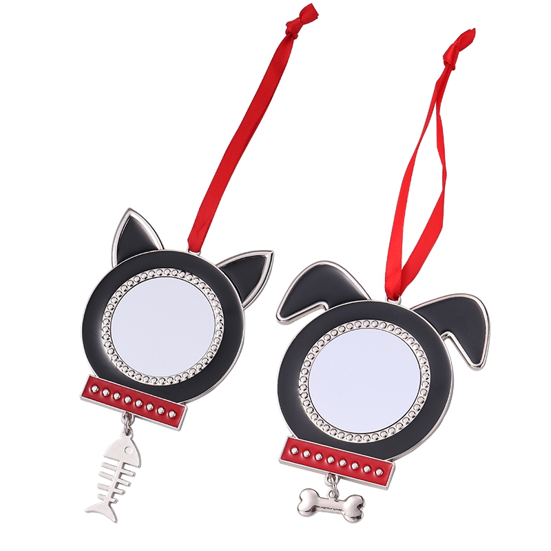 Sublimation Blank Metal Cat Shape Christmas Ornaments