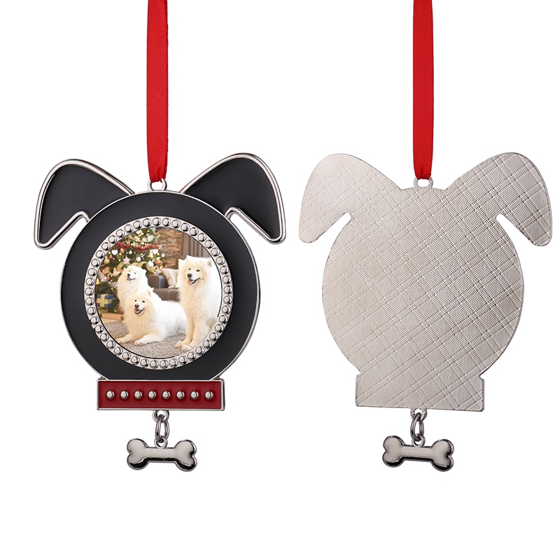 Sublimation Blank Metal Dog Shape Christmas Ornaments