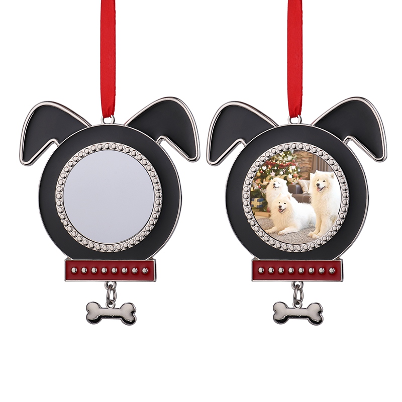 Sublimation Blank Metal Dog Shape Christmas Ornaments