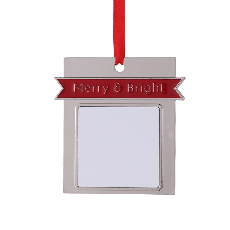 Sublimation Blank Metal Christmas Ornaments Merry&Bright