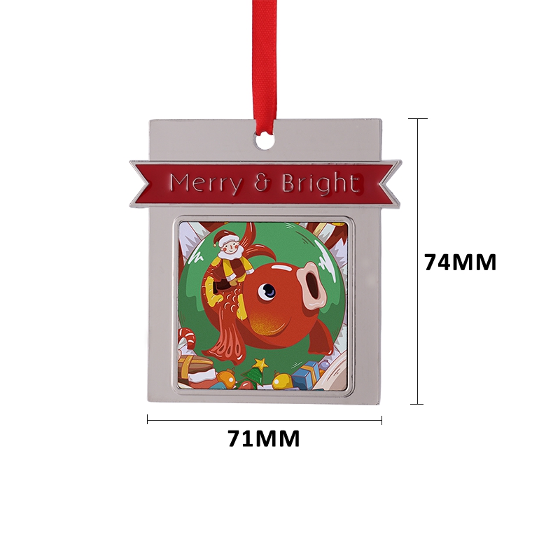 Sublimation Blank Metal Christmas Ornaments Merry&Bright