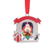 Sublimation Blank Metal Enamel Fireplace Christmas Ornaments