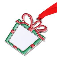 Sublimation Blank Metal Gift Box Pendant Christmas Ornaments