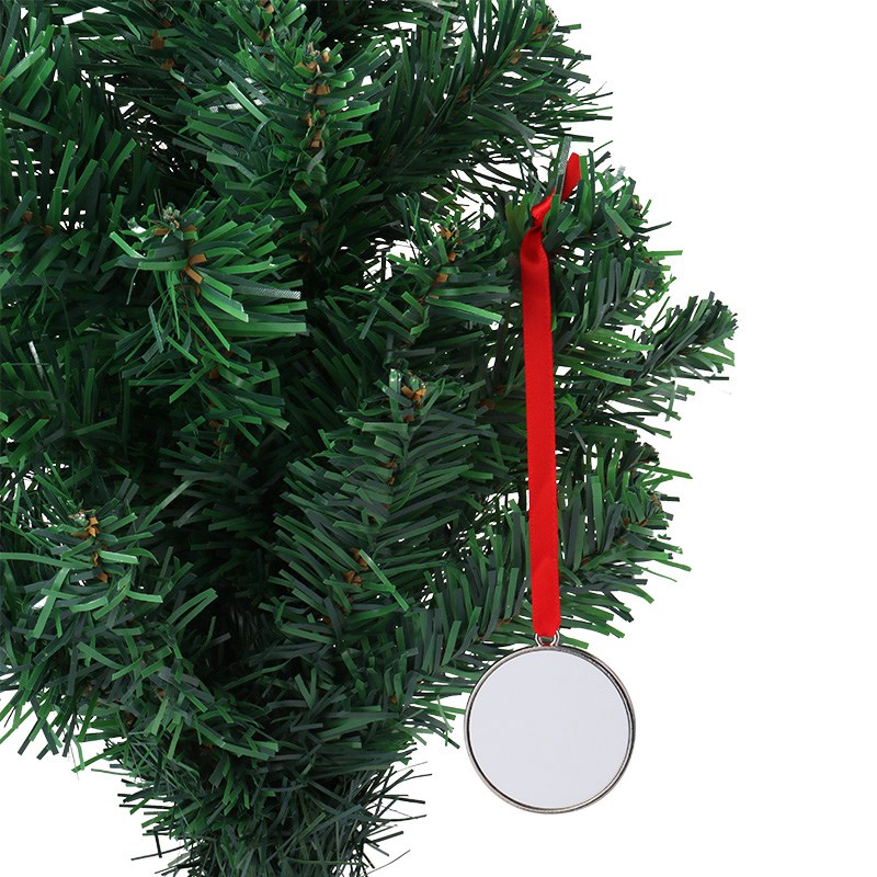 Sublimation Blank Metal Round Shape Christmas Ornaments