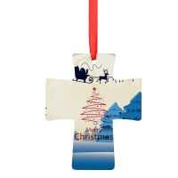 Sublimation Blank MDF Cross Shape Christmas Ornaments