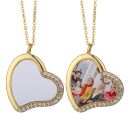 Sublimation Blank Rhinestones Heart Necklaces