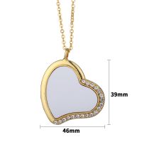 Sublimation Blank Rhinestones Heart Necklaces