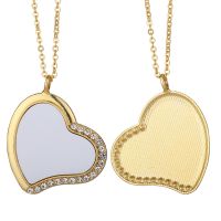 Sublimation Blank Rhinestones Heart Necklaces