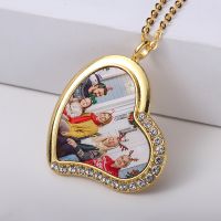 Sublimation Blank Rhinestones Heart Necklaces