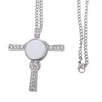 Sublimation Blanks Cross Snap Diamond Necklace