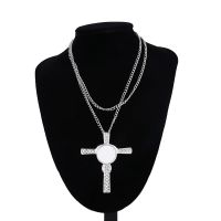 Sublimation Blanks Cross Snap Diamond Necklace