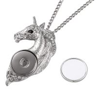 Sublimation Blank Snap on Horse Diamond Necklace