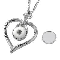 Sublimation Blank Button Snap Heart Necklace