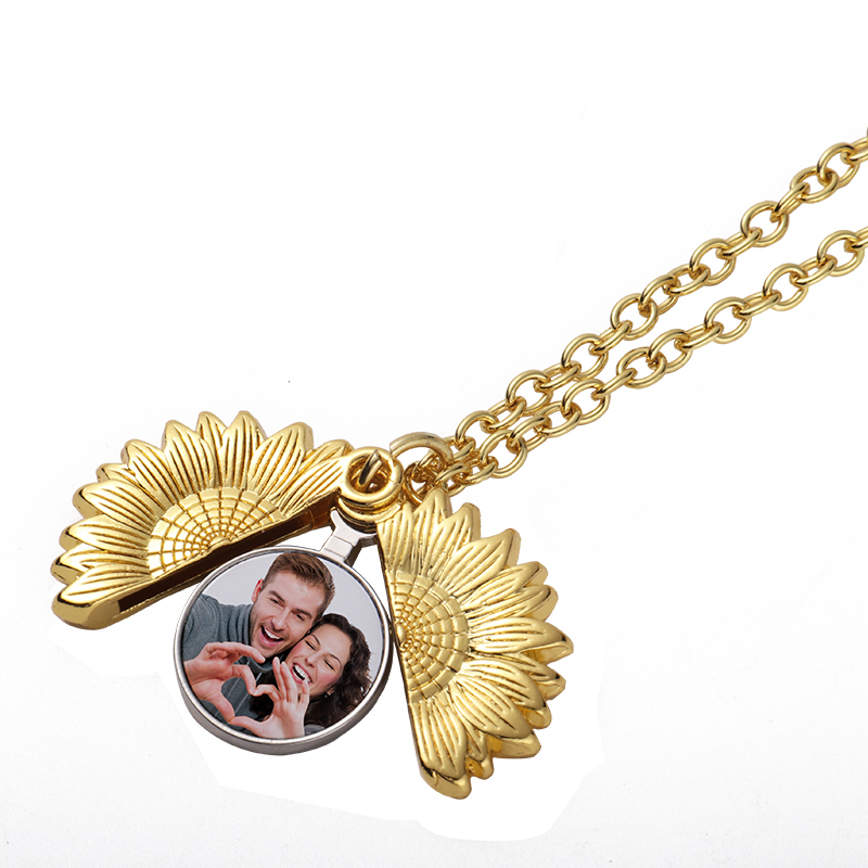 Sublimation Blank Metal Gold Sunflower Necklace