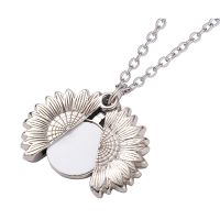 Sublimation Blank Metal Silver Sunflower Necklace