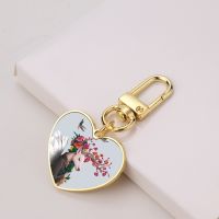 Sulimation Metal Golden Heart Shape Keychain