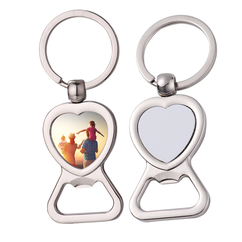 Sulimation Metal Heart Bottle Opener Keychain with Gift Box Packing