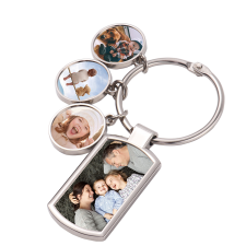 Sublimation Blank Metal Photo Keychains with 3 Round Tag