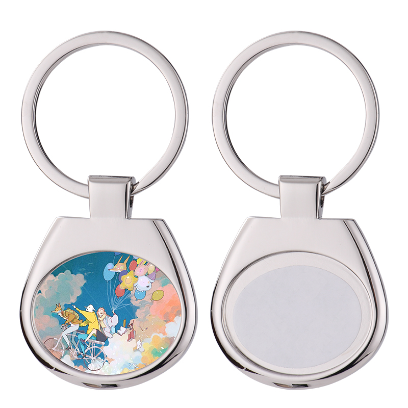 Sublimation Metal Blank Keychains with Box Package Round Tag