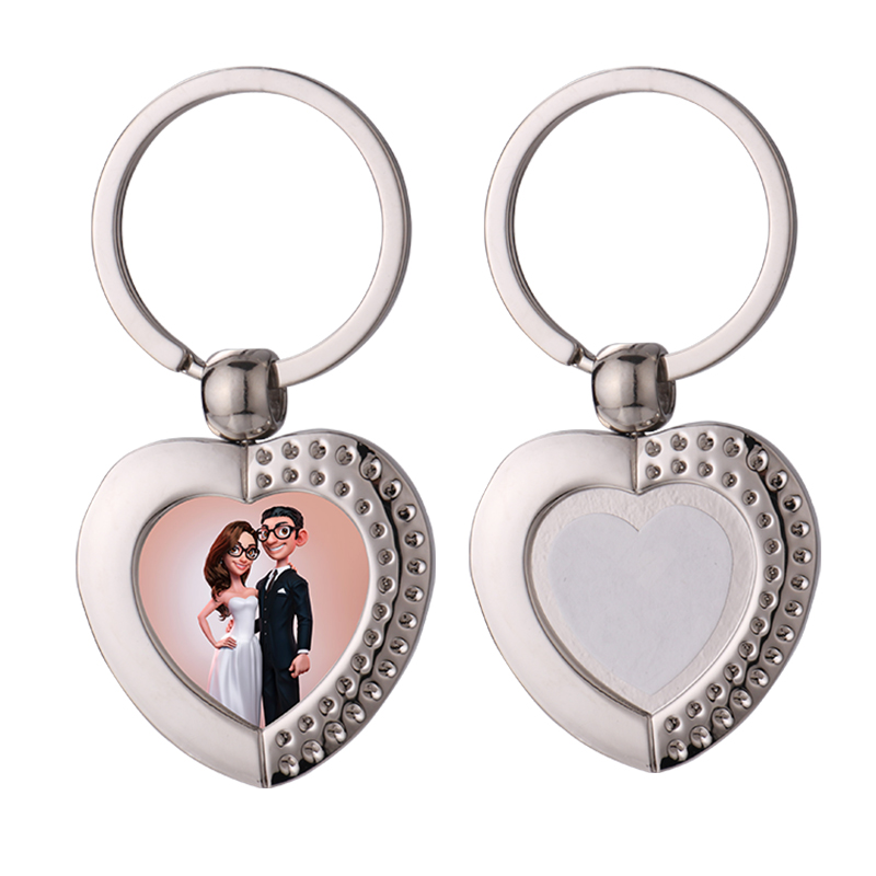 Sublimation Blanks Metal Heart Shape Blank Key Rings Keychain