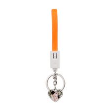 Sublimation Heart Shape USB Charging Cable Keychain（orange）