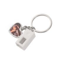 Sublimation Heart Shape USB Charging Cable Keychain（blue）