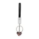 Sublimation Heart Shape USB Charging Cable Keychain（black）