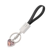 Sublimation Heart Shape USB Charging Cable Keychain（black）