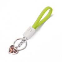 Sublimation Heart Shape USB Charging Cable Keychain（green）