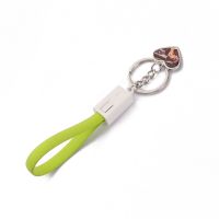 Sublimation Heart Shape USB Charging Cable Keychain（green）