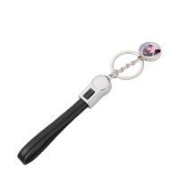 Sublimation Round Shape USB Charging Cable Keychain（black）